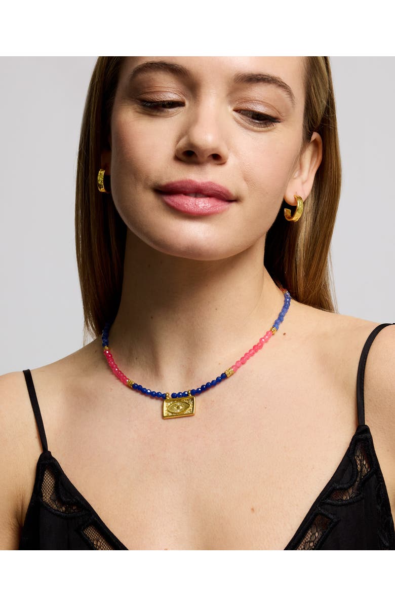 Ottoman Hands Arden Evil Eye Gemstone Beaded Necklace, Alternate, color,