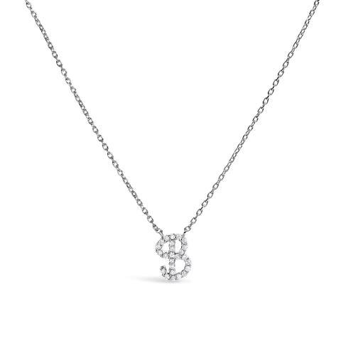 10K Gold Diamond Accent  A-Z Initial Script Style Pendant Necklace