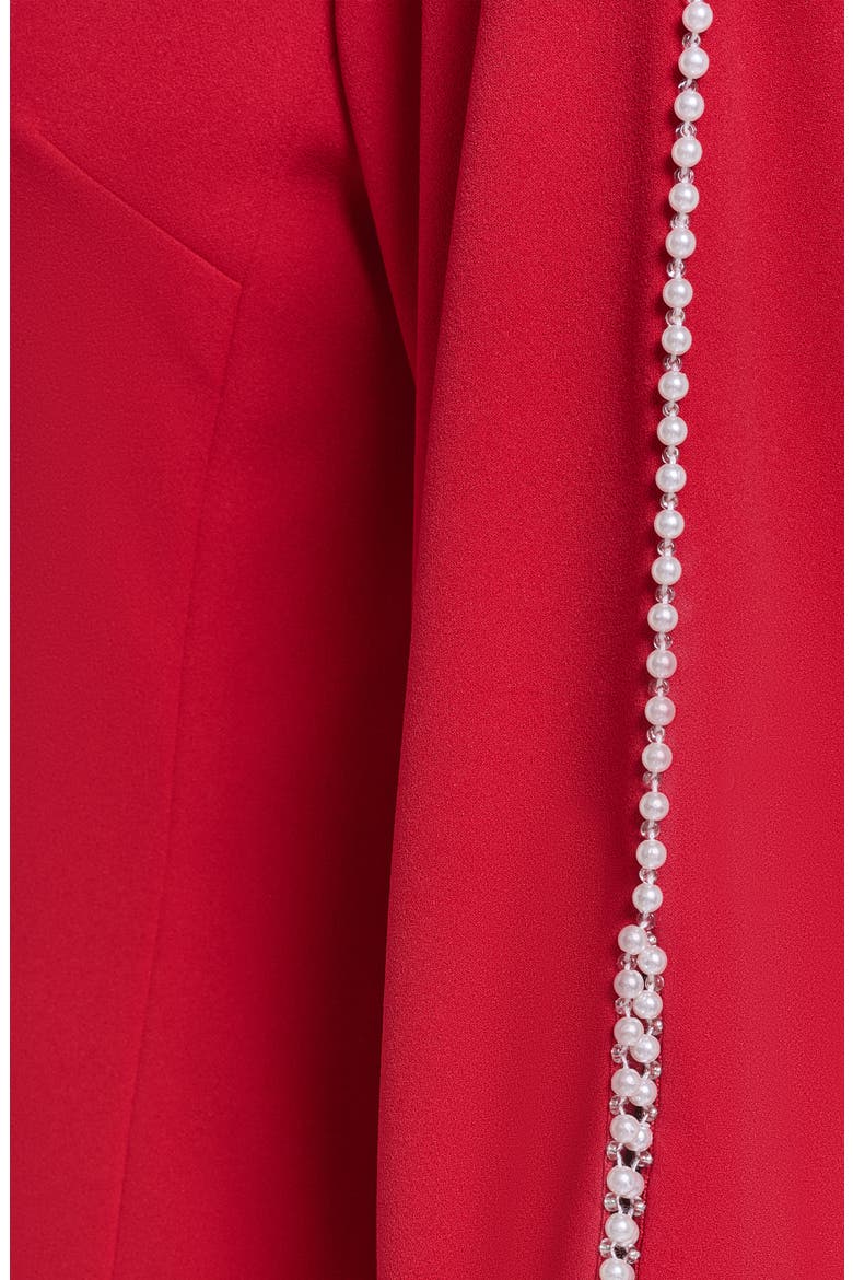 Pearly Bead Scuba Crepe Sheath Dress, Alternate, color, ADMIRAL RED
