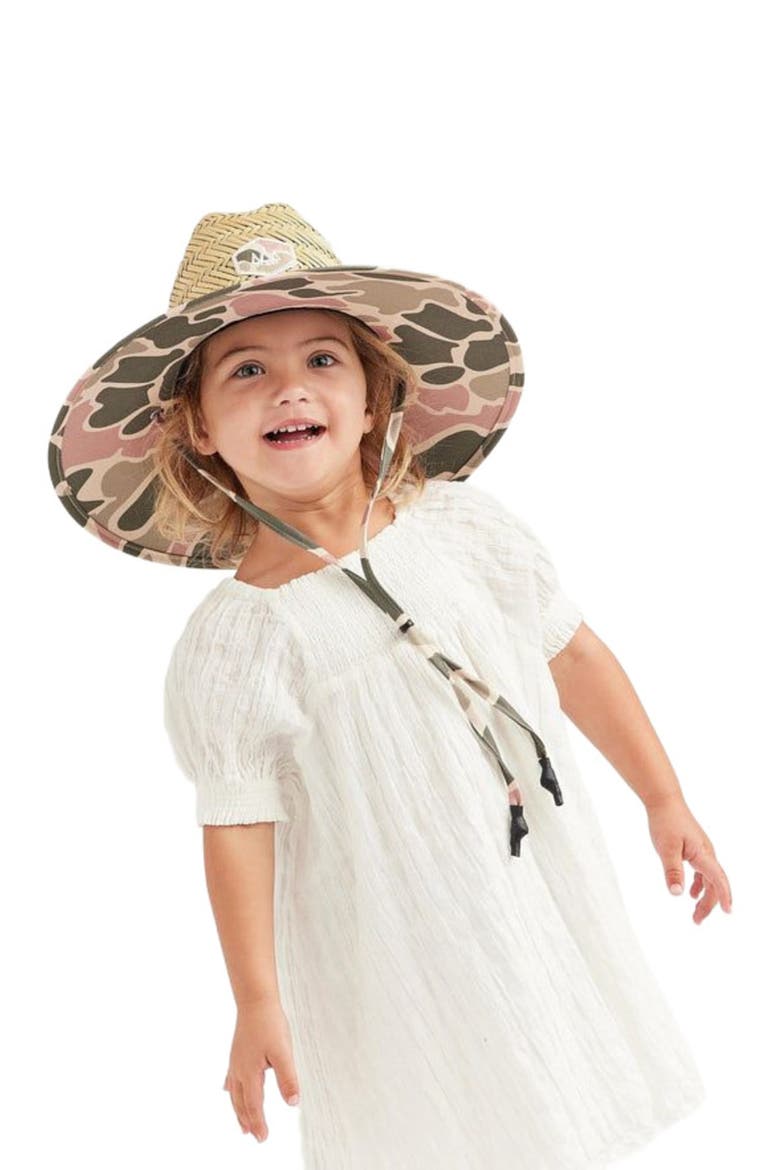Willow Little Kids Straw Lifeguard Hat, Alternate, color, Pastel Camo