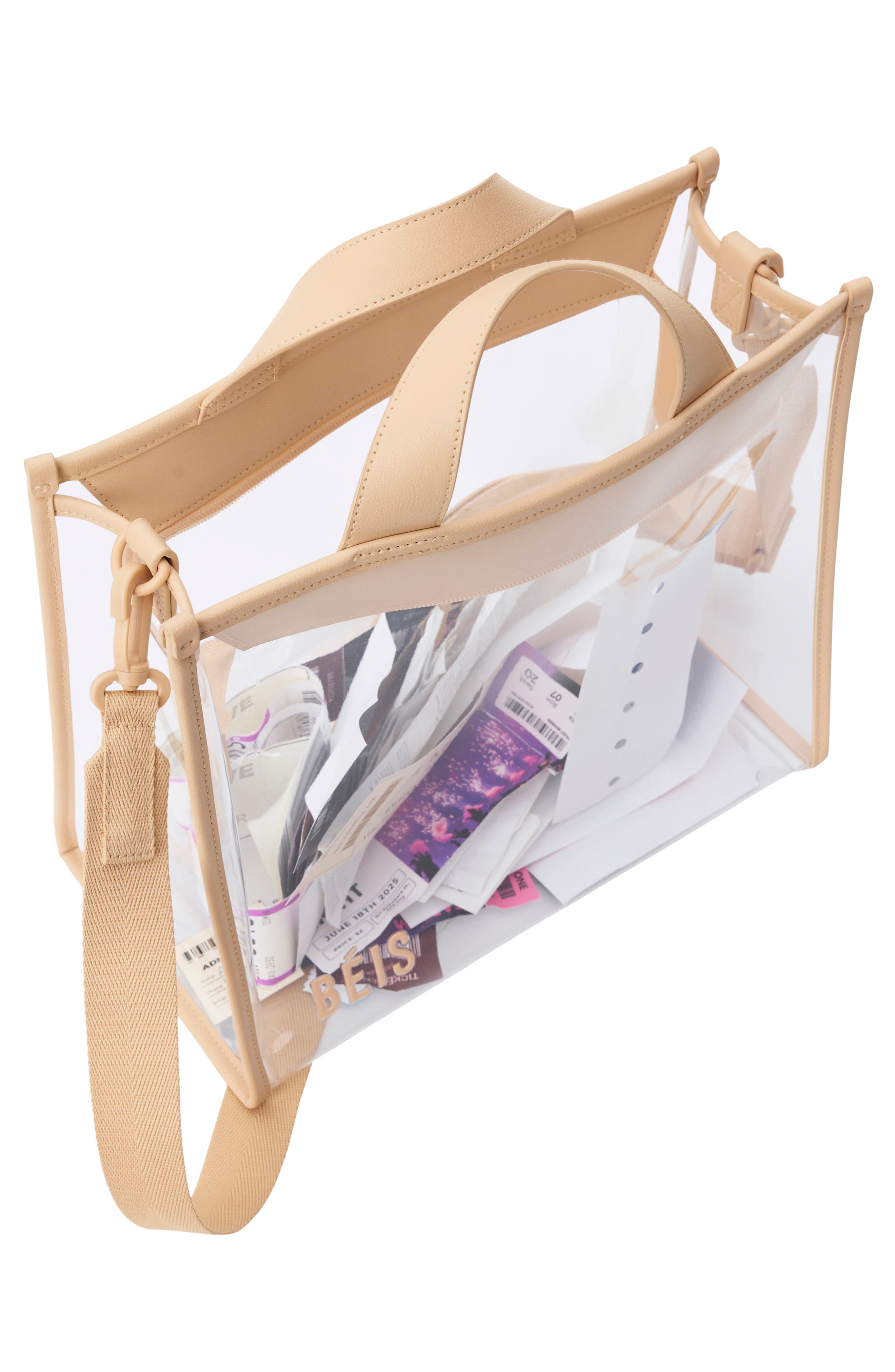 Béis The Clear Stadium Tote, Alternate, color, Beige