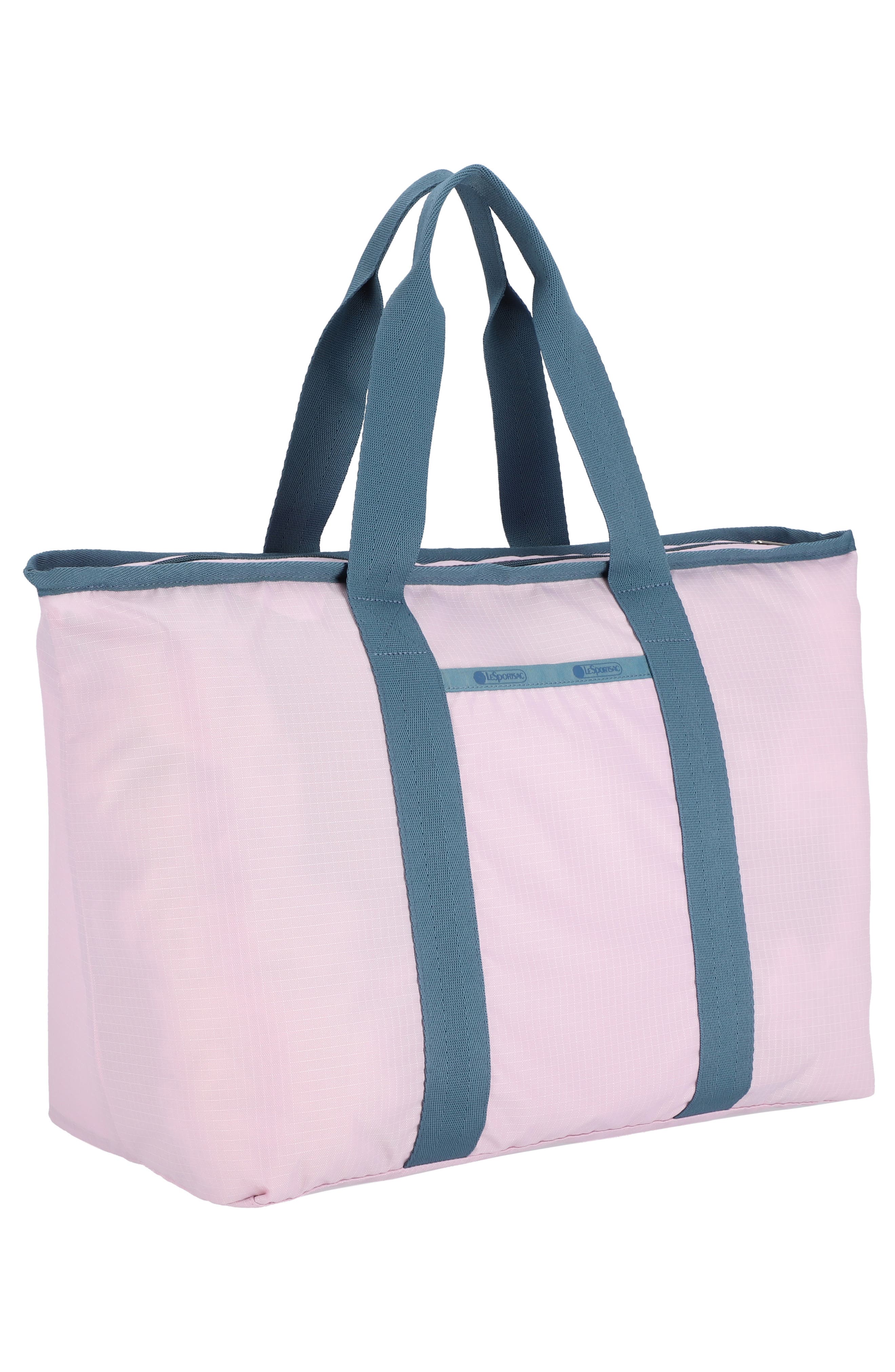 E/W Packable Tote Bag, Alternate, color, SNOW PINK/ BLUE INDIGO