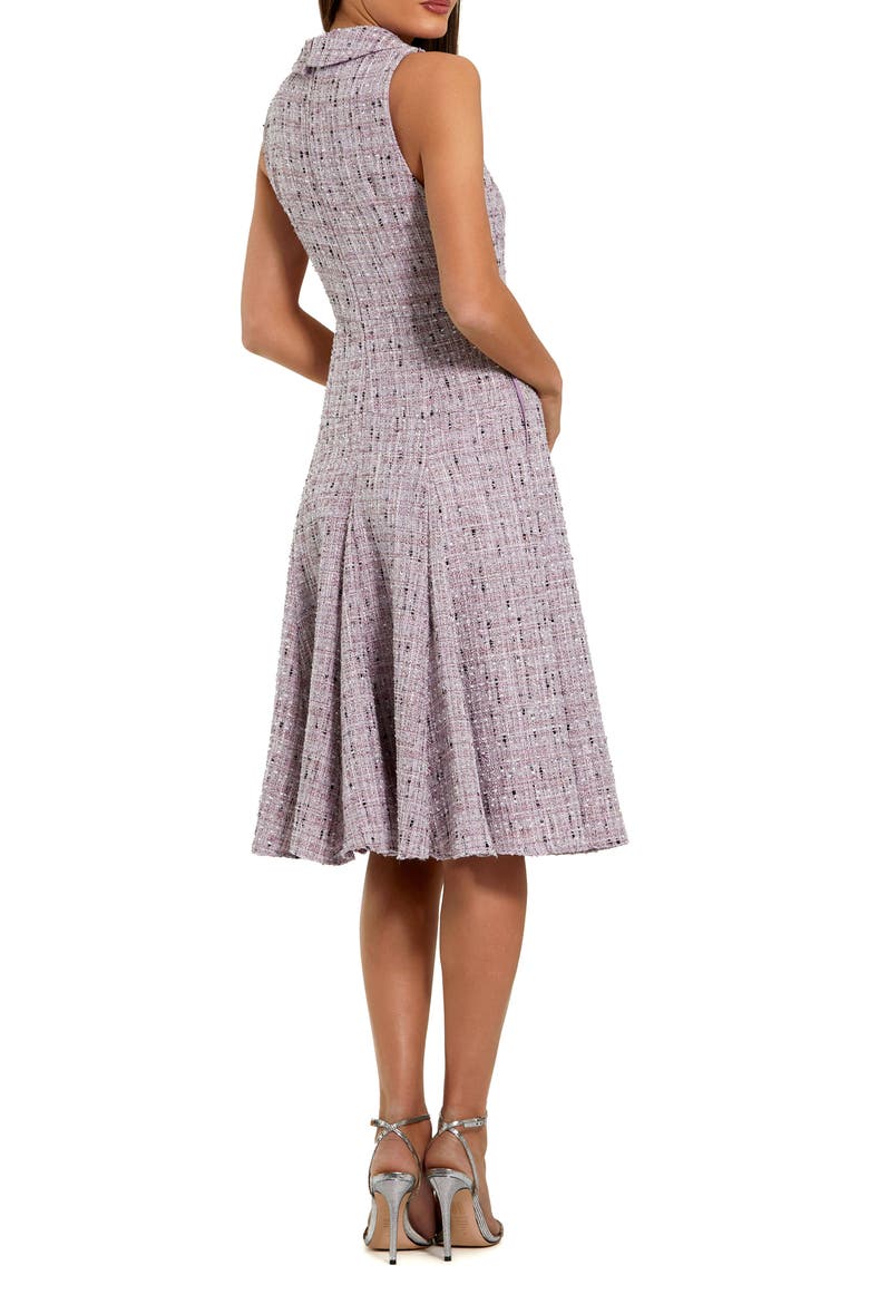 Sleeveless Boucle A-Line Midi Dress With Bow, Alternate, color, Lilac Multi