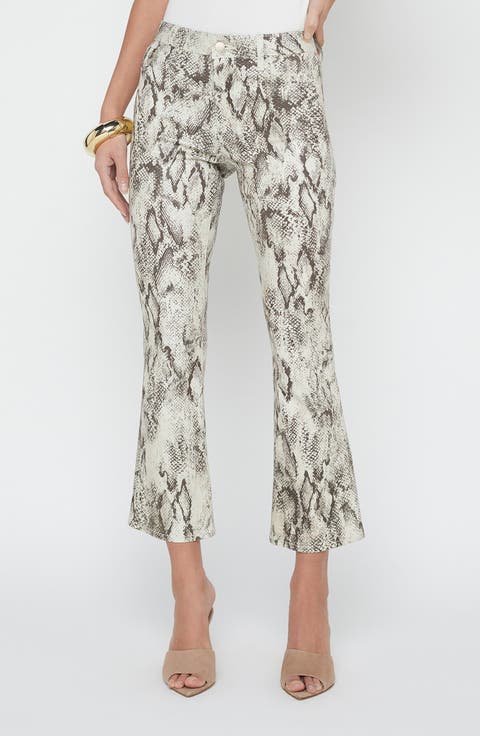 Tati Mico Crop Bootcut Jeans (Tan Multi Sneaker Coated)