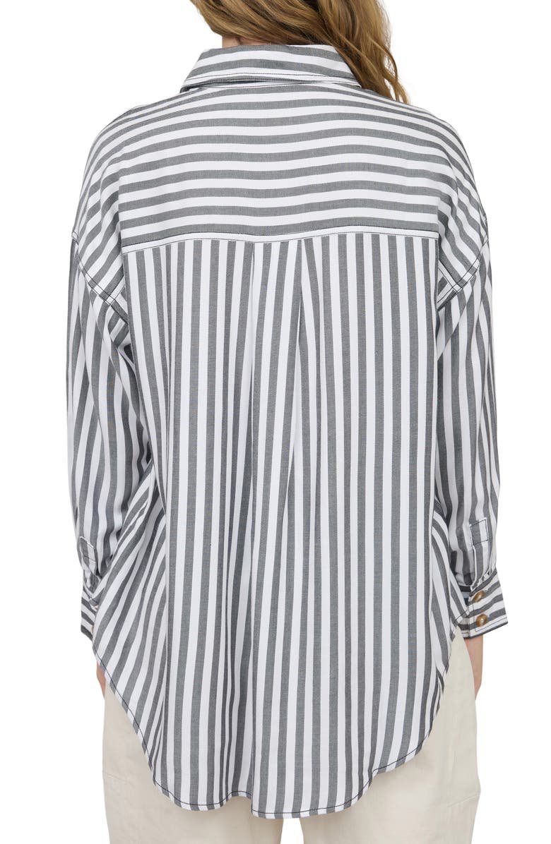 Blu Pepper Stripe Button Down Top, Alternate, color, Black