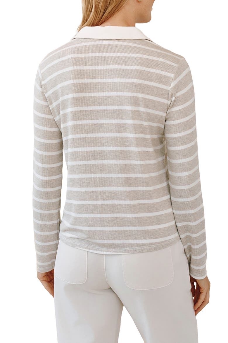 Stripe Contrast Placket Knit Button-Up Shirt, Alternate, color, SAND STRIPE