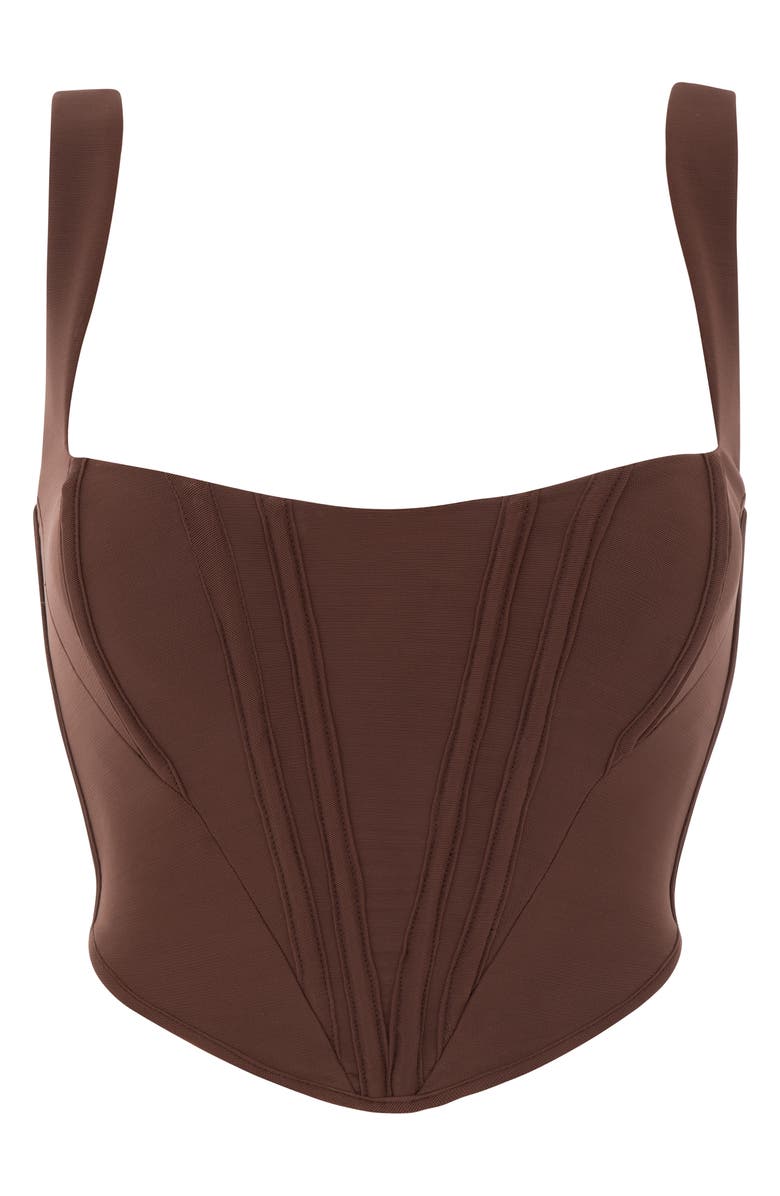 HOUSE OF CB Ninetta Mesh Corset Top, Alternate, color, Chocolate