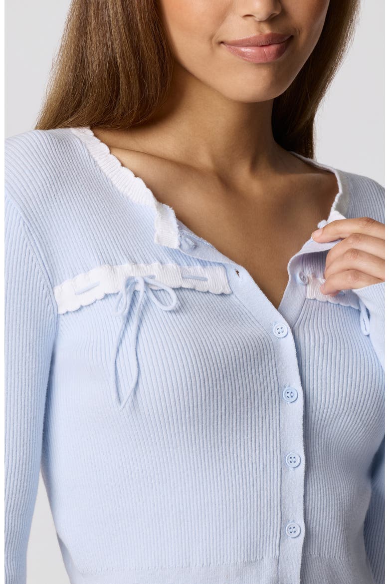 Baby Bow Rib Knit Button Front Crop Cardigan, Alternate, color, HALOGEN BLUE