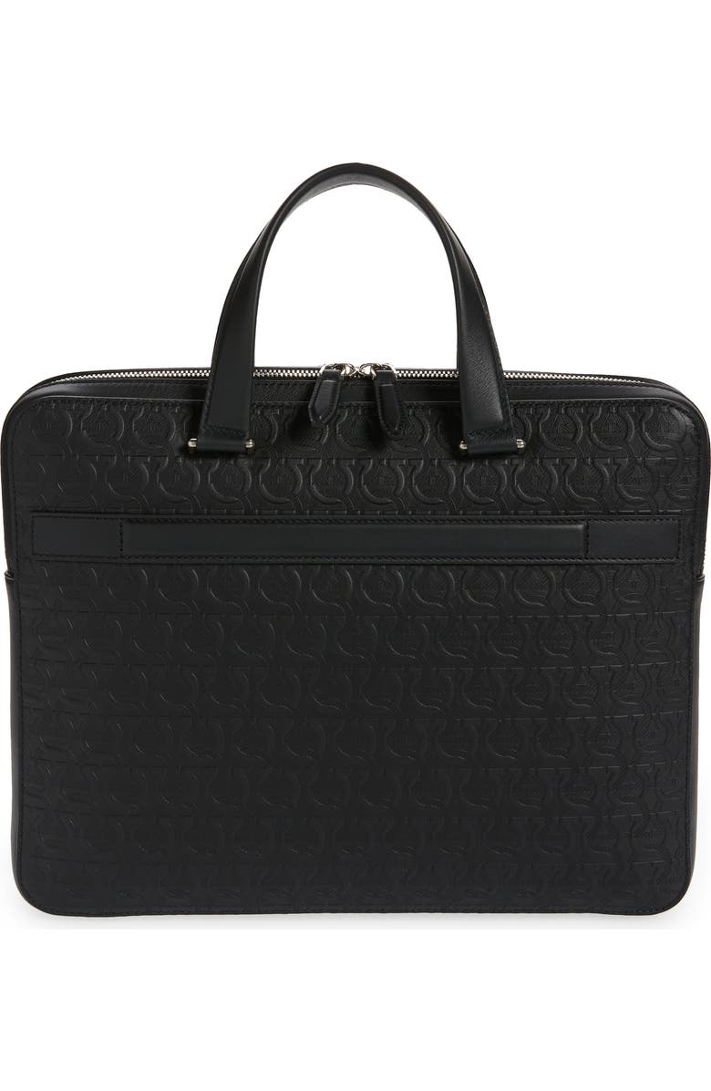 FERRAGAMO Gancini Embossed Leather Briefcase, Alternate, color,