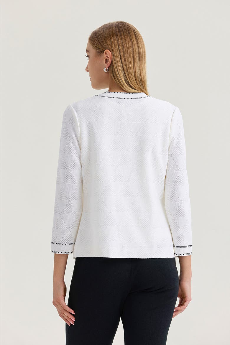 Heritage Diamond Faux Link Trim Knit Jacket, Alternate, color, White/Black
