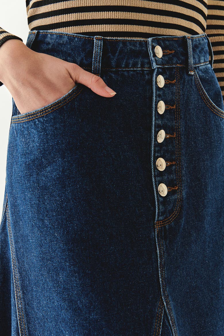 Araya Denim Maxi Skirt, Alternate, color, INDIGO