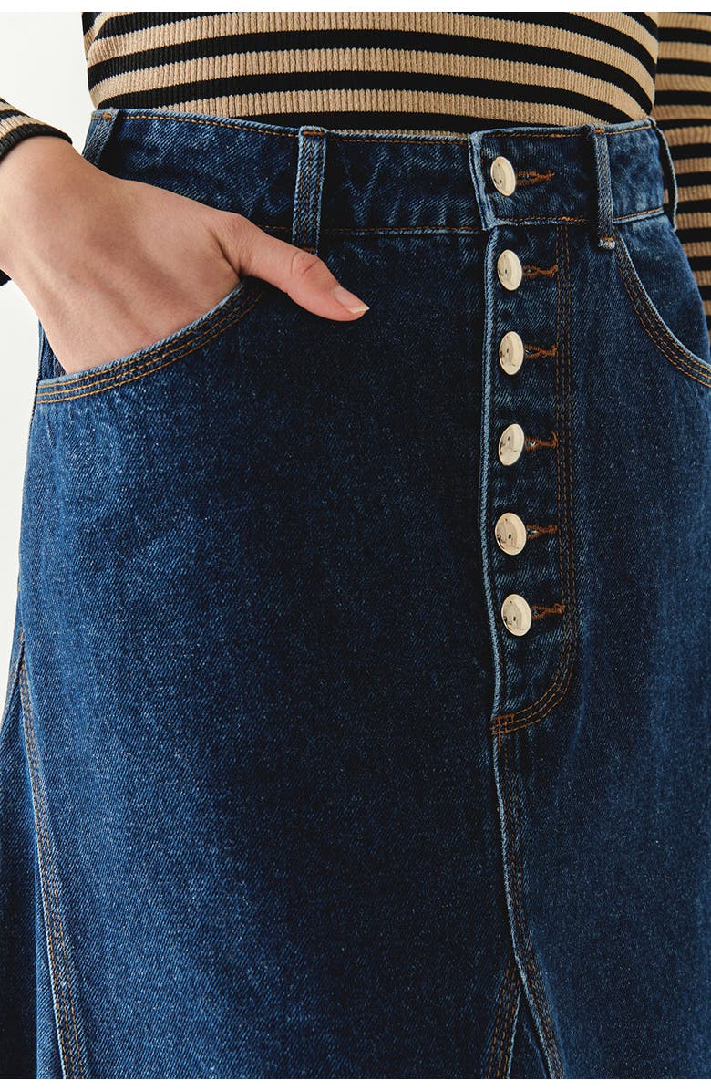 Exquise Araya Denim Maxi Skirt, Alternate, color, Indigo