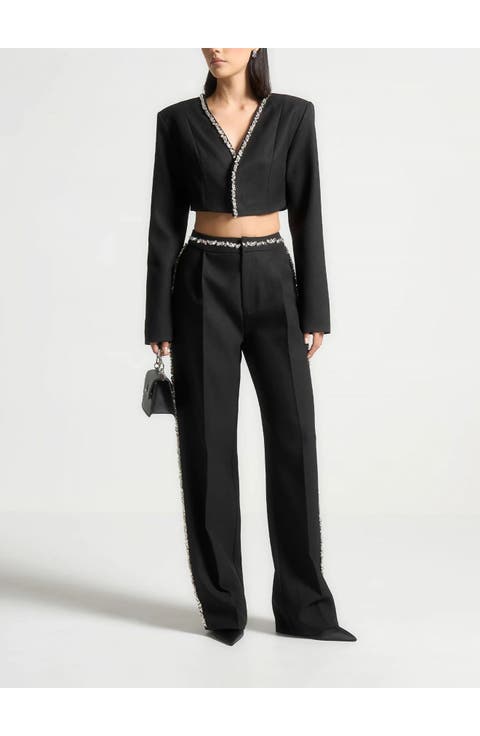 Embellished Cropped Blazer