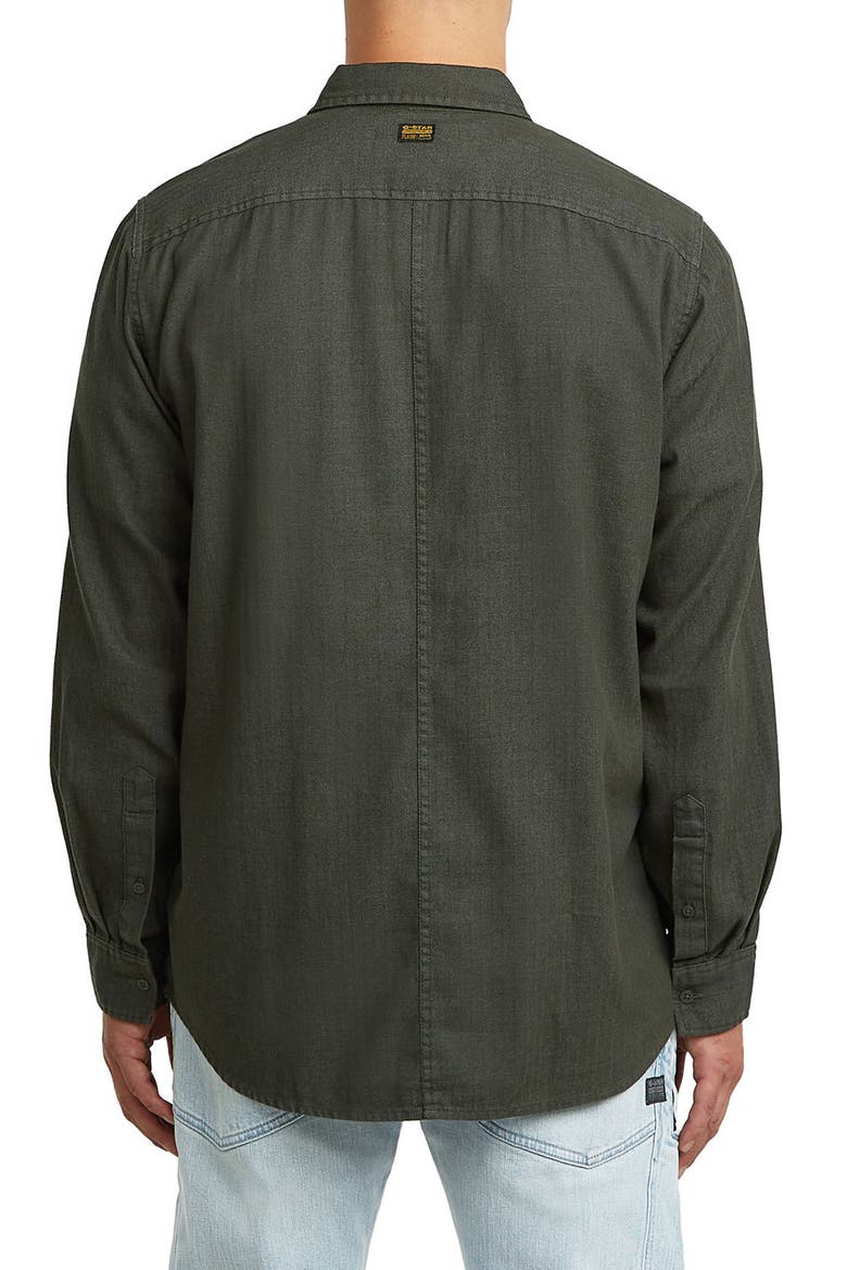 Paneled Cotton Blend Button-Up Shirt, Alternate, color, ASFALT GD