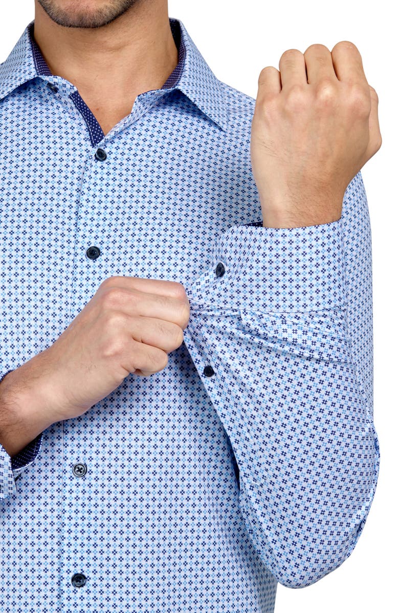 W.R.K Slim Fit Geometric Print Recycled Performance Stretch Dress Shirt, Alternate, color, 