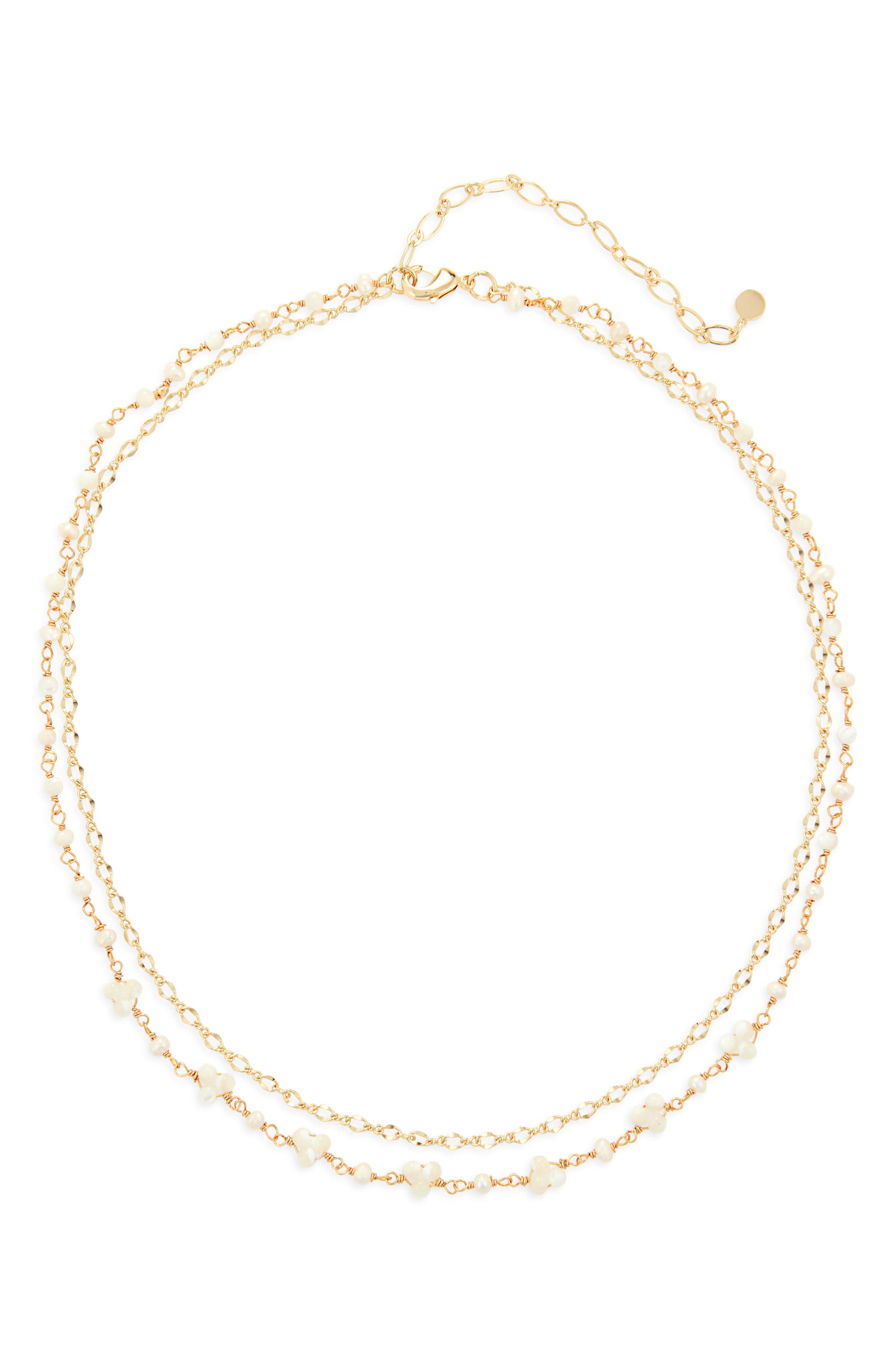 Panacea Layered Crystal & Faux Pearl Necklace