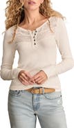 Lucky Brand Lace Yoke Cotton Henley