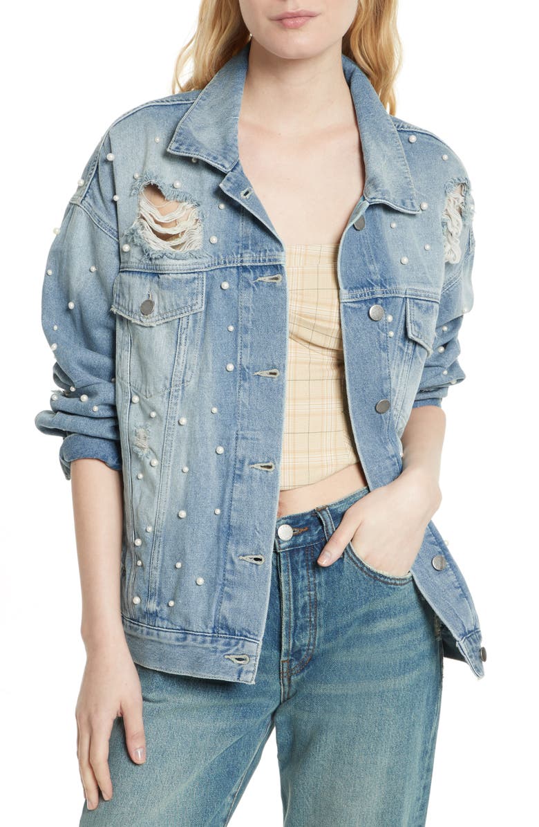 Free People We the Free by Free People Sunday Funday Denim Trucker Jacket, Main, color,