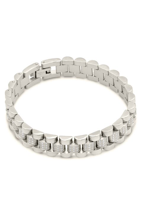 CZ Accent Watch Chain Bracelet