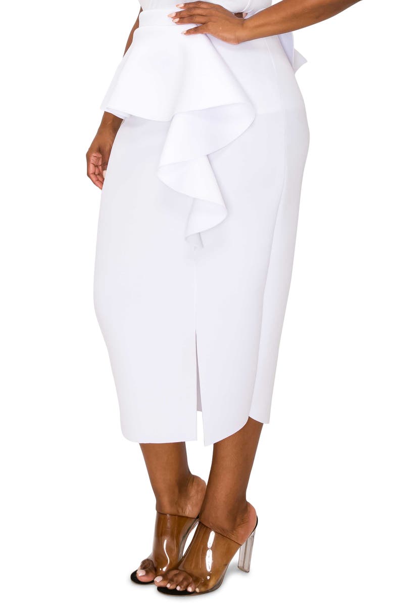 L I V D Ruffle Peplum Midi Skirt, Alternate, color,