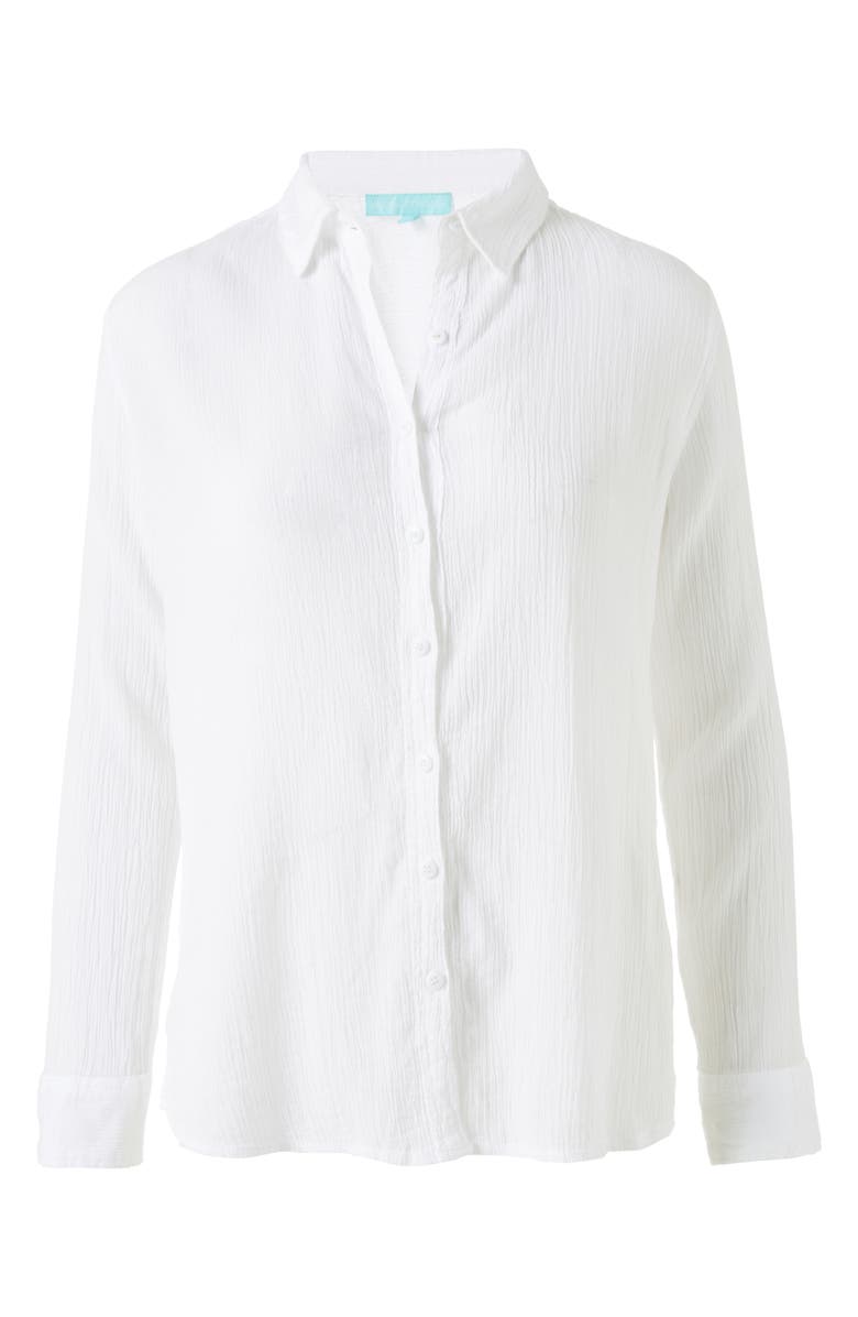 Melissa Odabash Tina Core Cotton Gauze Button-Up Cover-Up Shirt, Alternate, color, White