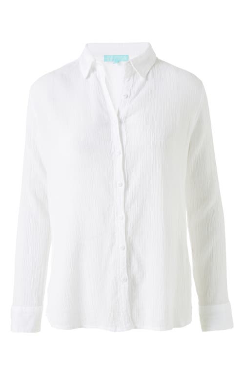 Melissa Odabash Tina Core Cotton Gauze Button-up Cover-up Shirt In White