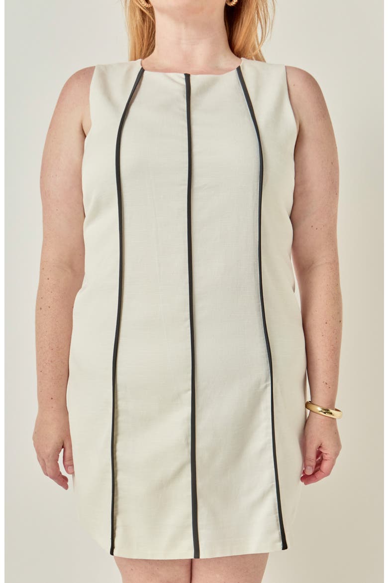 Sleeveless Minidress, Alternate, color, WHITE/ BLACK