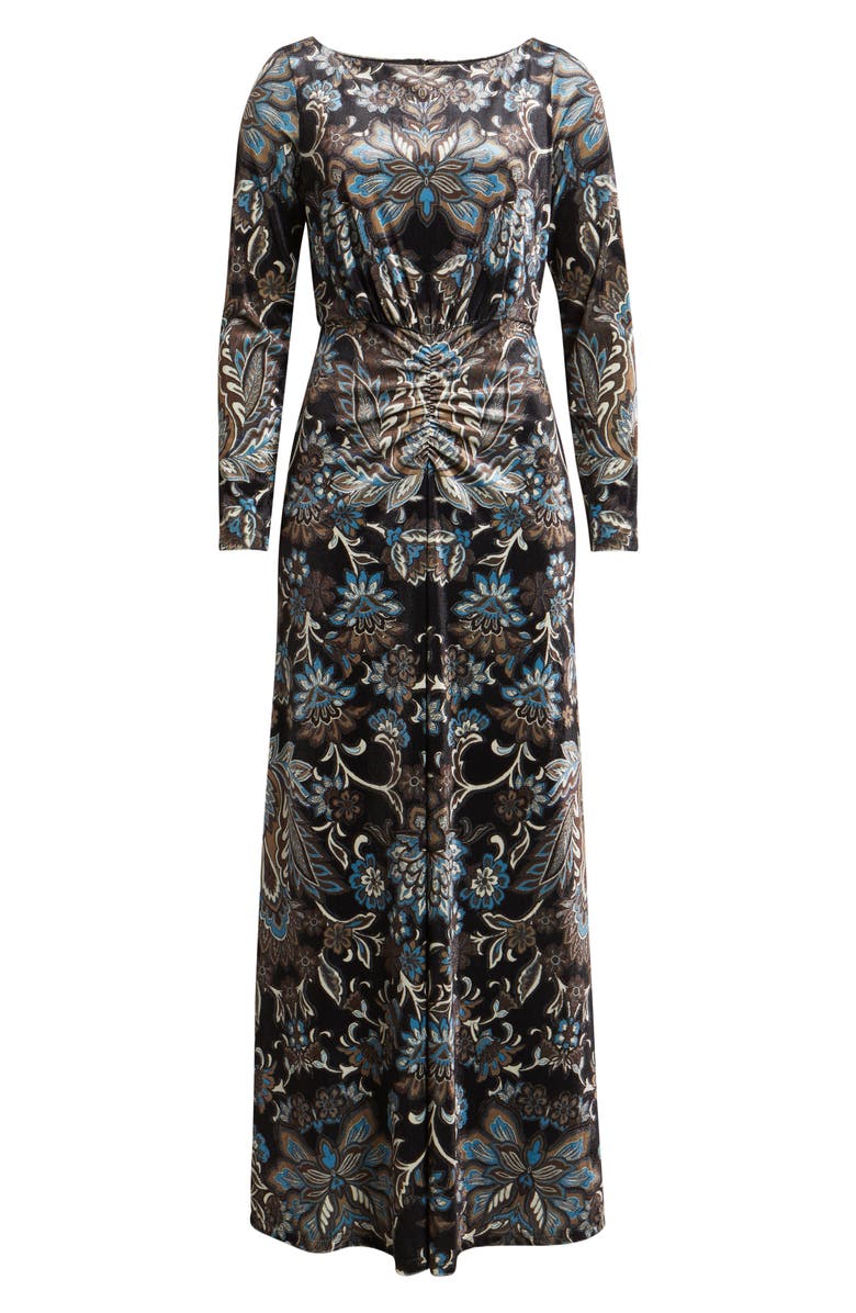 Julia Jordan Paisley Floral Long Sleeve Gown, Alternate, color, Black Multi
