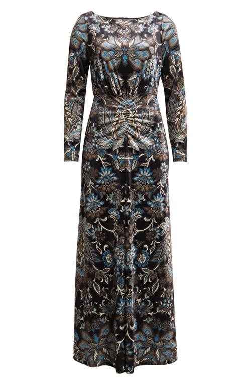 Julia Jordan Paisley Floral Long Sleeve Gown In Animal Print