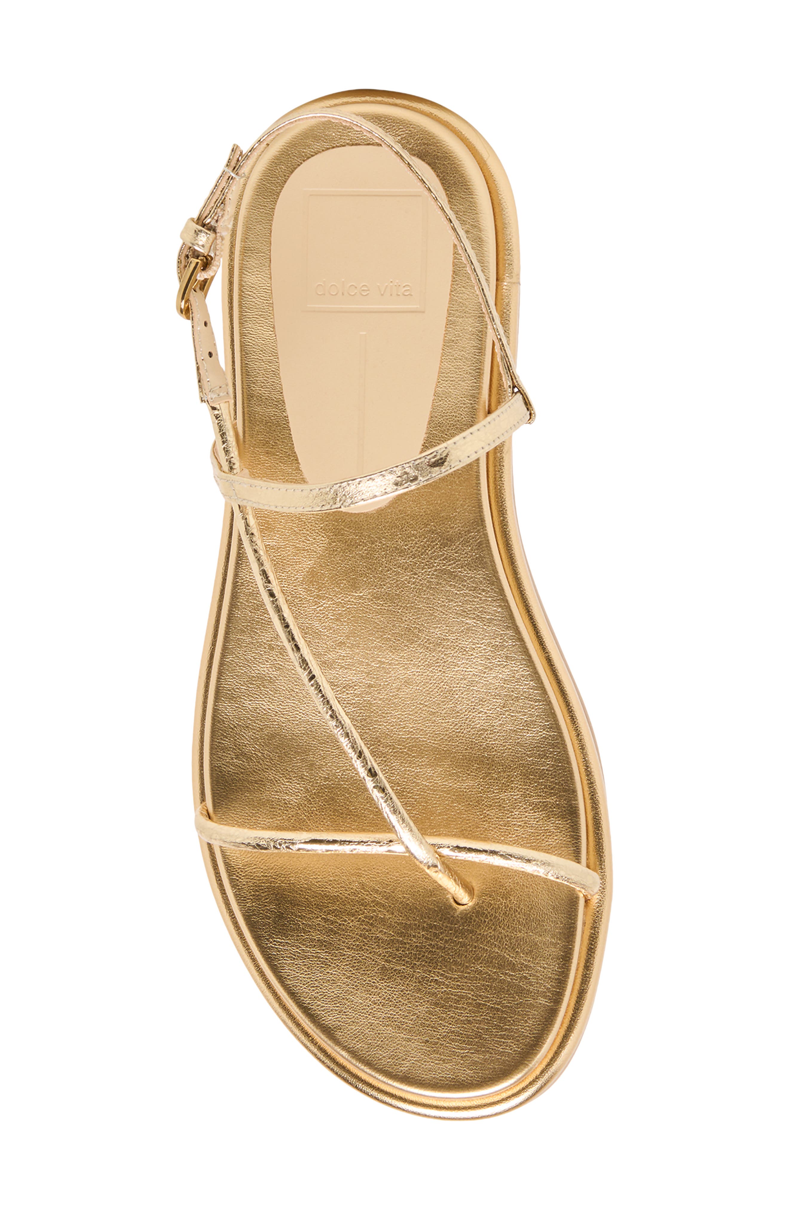 Dom Strappy Sandal, Alternate, color, GOLD DISTRESSED LEATHER