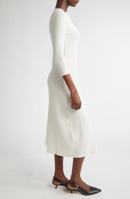 Vince Rib-knit Long-sleeve Midi Dress In White