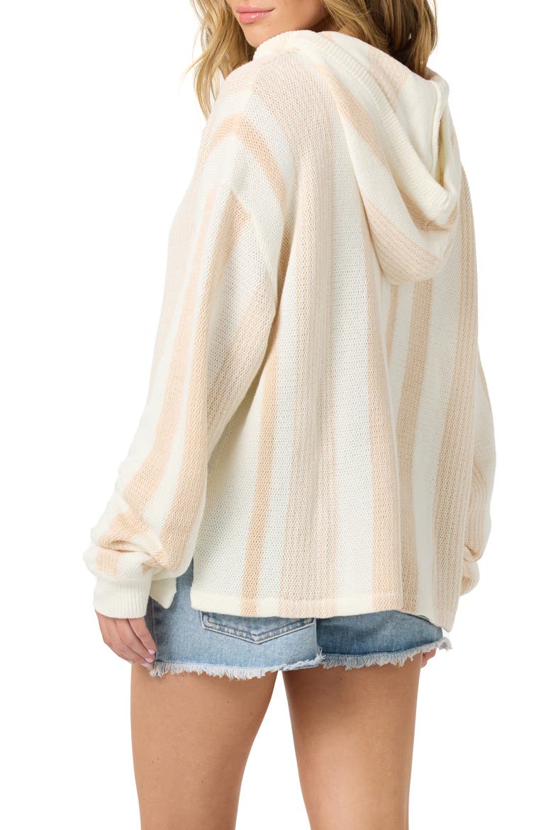 Catamaran Stripe Cotton Blend Sweater Hoodie, Alternate, color, TAPIOCA