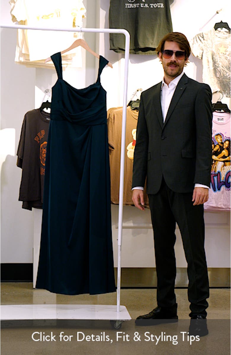 Heather Off the Shoulder Satin Gown, sales video thumbnail