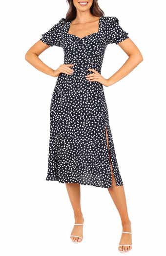 Petal & Pup Franklin Dot Print Puff Sleeve Midi Dress