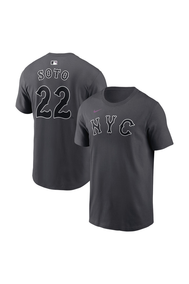 Men's Nike Juan Soto Anthracite New York Mets City Connect Name & Number T-Shirt, Main, color, Anthracite