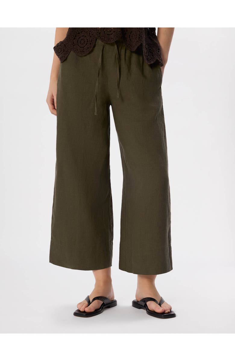 Whistles Elasticated Linen Crop Trousers, Main, color, Khaki