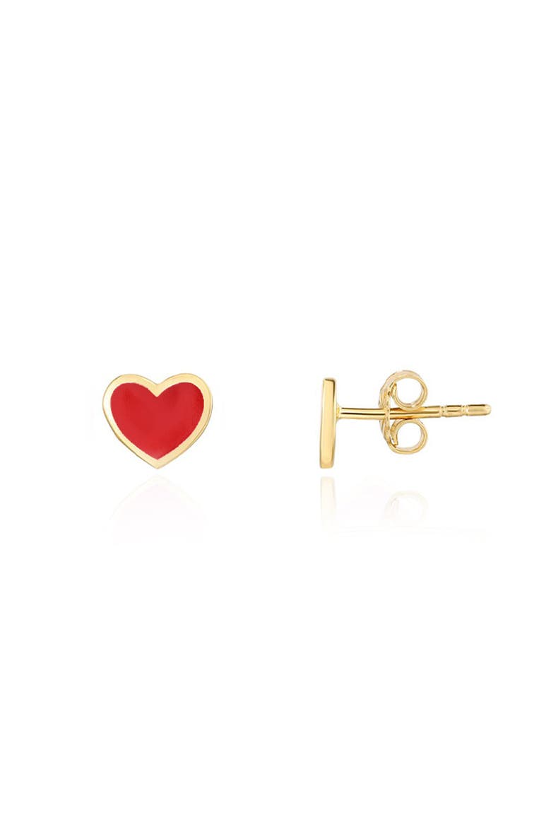 Red Enamel Heart Stud Earrings, Main, color, Red Enamel