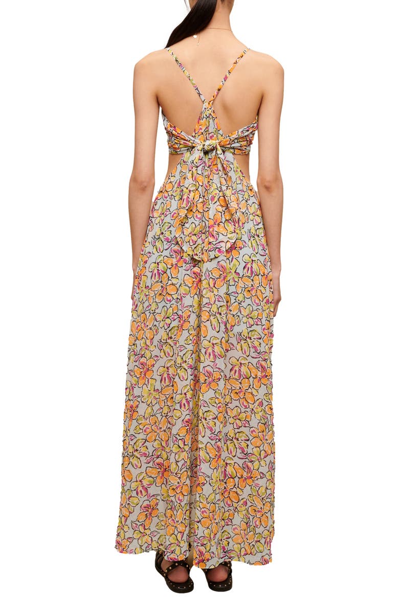 maje Rawaiene Floral Print Cutout Dress, Alternate, color, 