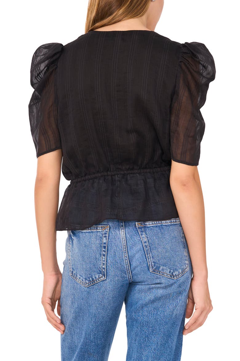 Short Sleeve Peplum Shirt, Alternate, color, RICH BLACK