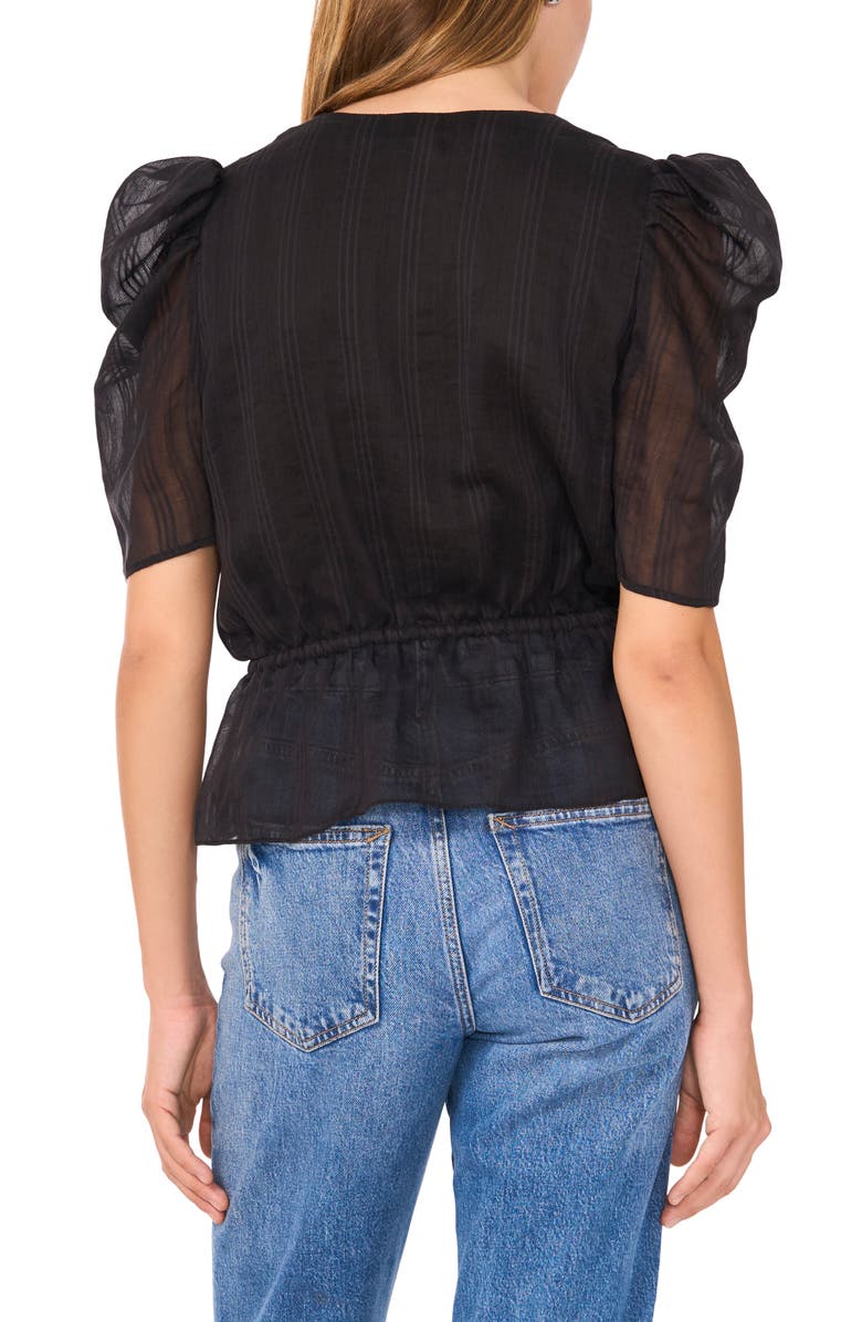 1.STATE Short Sleeve Peplum Shirt, Alternate, color, Rich Black