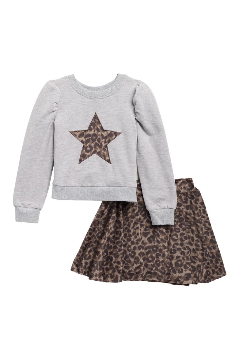 Kids' Star Sweatshirt and Skirt Set, Main, color, HEATHER GREY