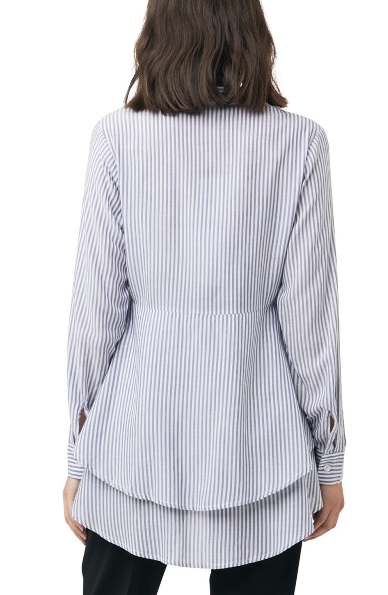 Ripe Maternity Stripe Layered Peplum Shirt, Alternate, color, Navy / White
