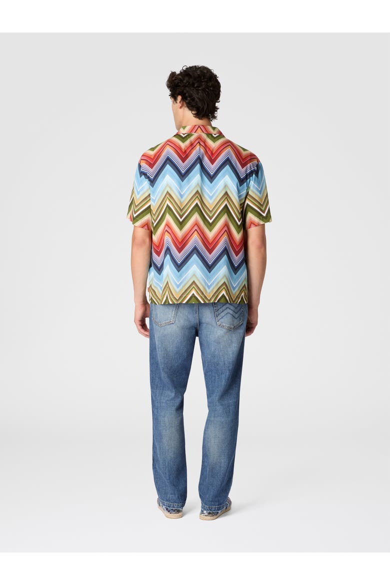 Bowling Shirt In Viscose With Macro Zigzag Print, Alternate, color, Multicoloured