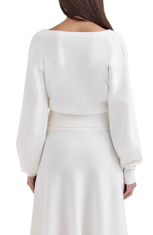 House Of Cb Rowan Balloon Sleeve Cardigan In Ivory