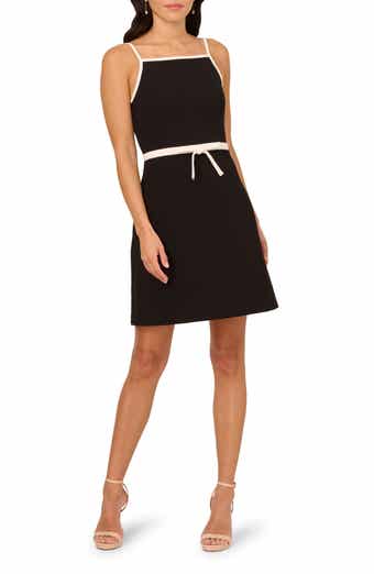Adrianna Papell Bow A-Line Crepe Dress