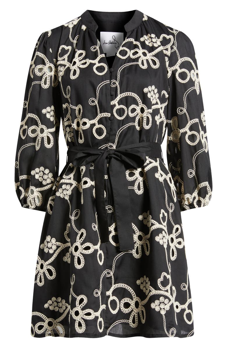 Sam Edelman Robe Embroidered Eyelet Long Sleeve Dress, Alternate, color, Black