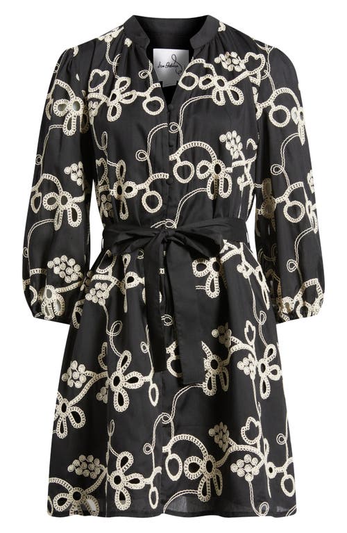 SAM EDELMAN SAM EDELMAN ROBE EMBROIDERED EYELET LONG SLEEVE DRESS 