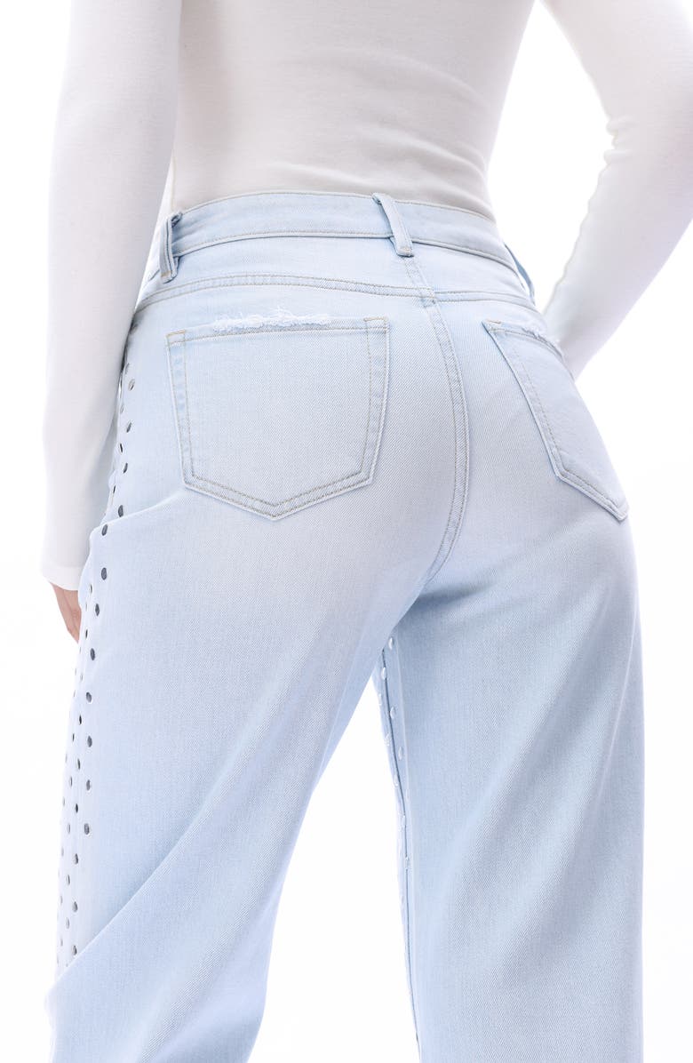 Bayeas Studded High Waist Straight Leg Jeans, Alternate, color, Light Blue