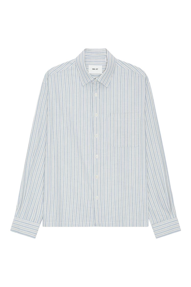 Deon Striped Organic Cotton Shirt, Alternate, color, BLUE STRIPE