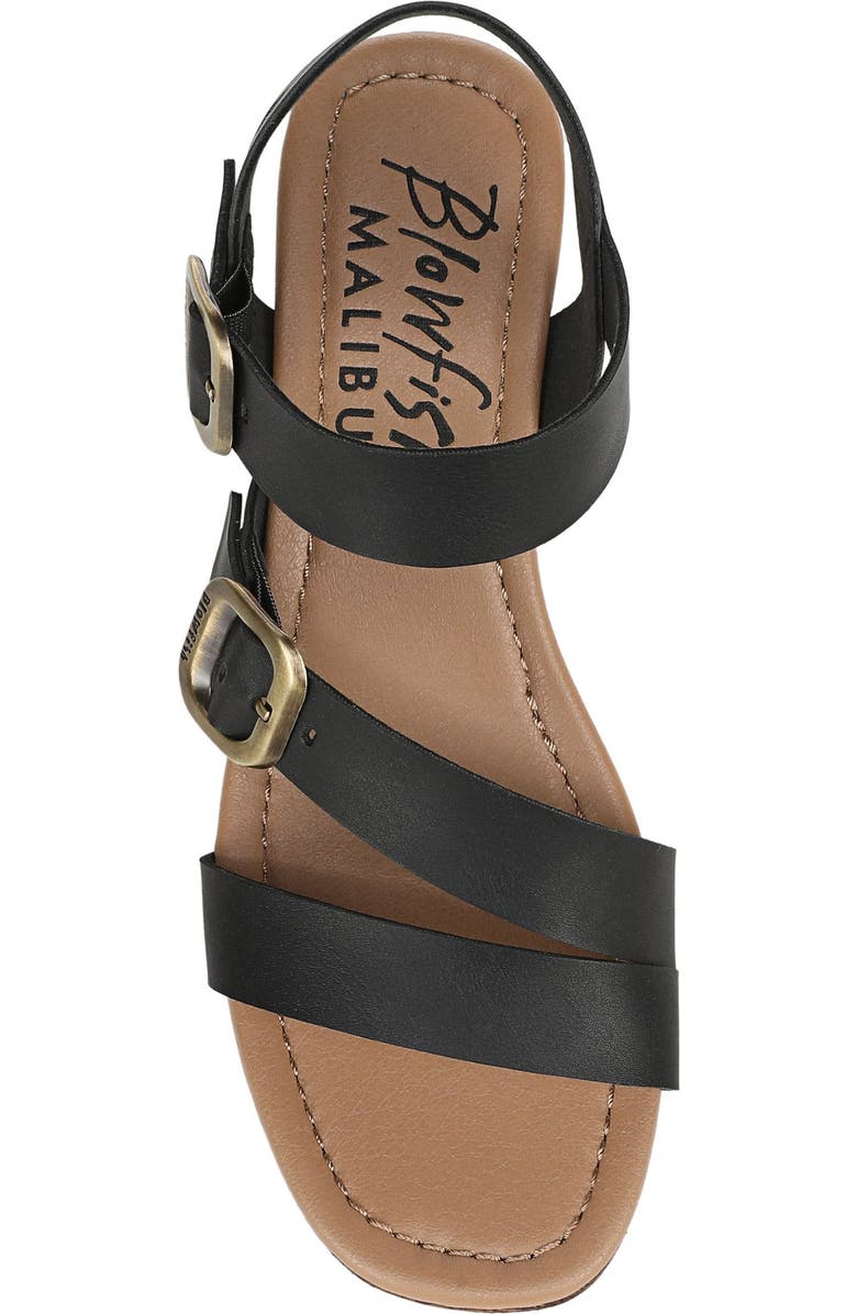 Blowfish Malibu Ali Buckled Wedge Sandal, Alternate, color, Black Faux Leather